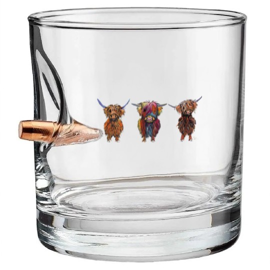 CoW PRiNT ANiMaL PRiNT HiGHLaND CoWS ' ALL THRee ' Bullet Whiskey Glasses