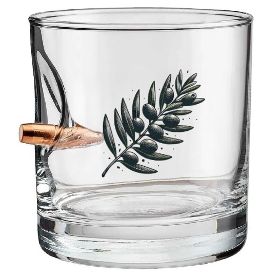 An olive Branch Bullet Whiskey Glasses