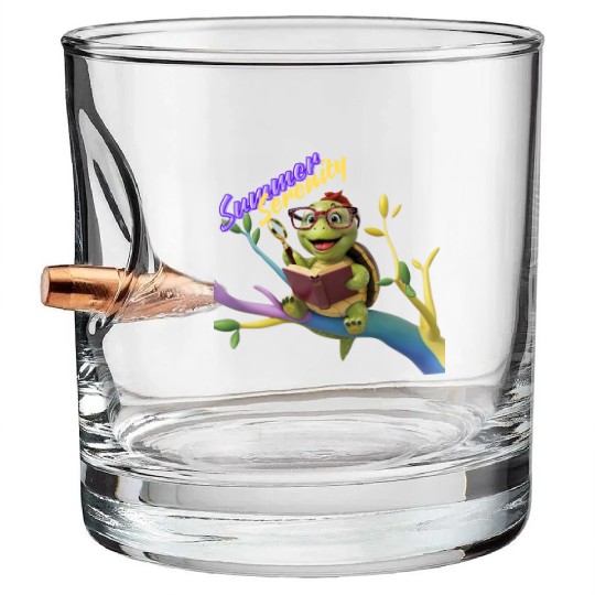 Cute Little Green Sea Turtle for Summer Aesthetic Bullet Whiskey Glasses