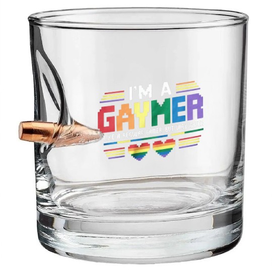 Gaymer Like A Regular Gamer But Way Gayer Gamer Bullet Whiskey Glasses