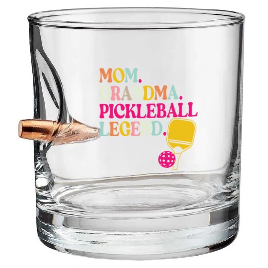 Mom Grandma Pickleball Legend Bullet Whiskey Glasses
