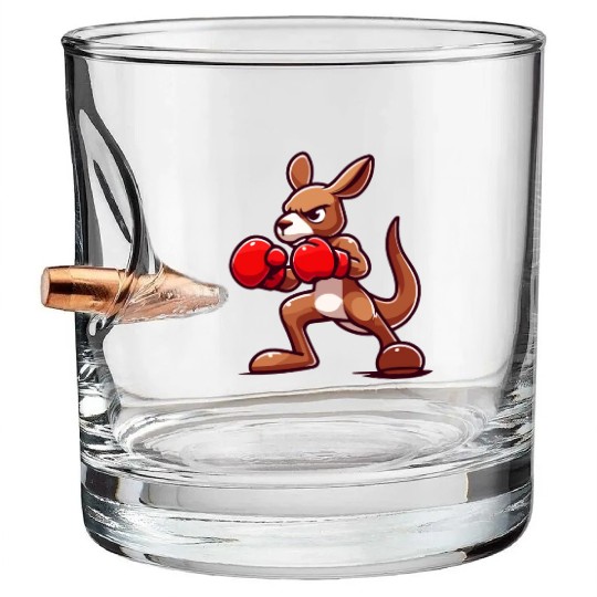 Ring Champ Kangaroo: Boxing Bound Bullet Whiskey Glasses