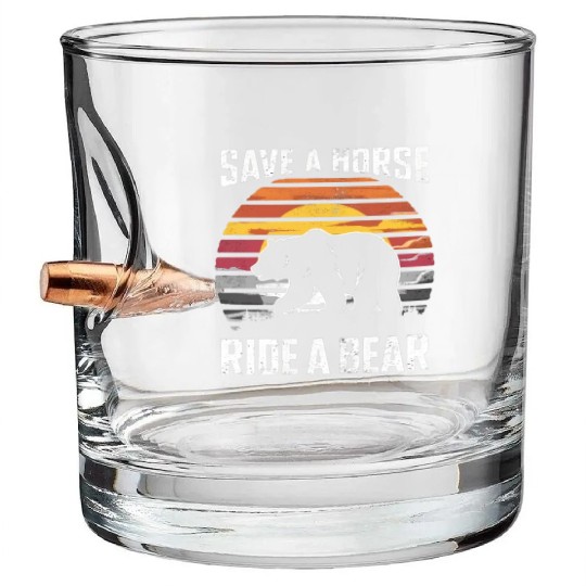 Save A Horse Ride A Bear Gay Pride Bear Community Bullet Whiskey Glasses