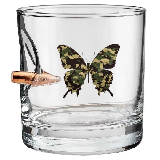 Natural Camouflage Butterfly Bullet Whiskey Glasses