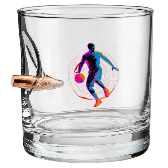Basketball Player Artwork Bullet Whiskey Glasses