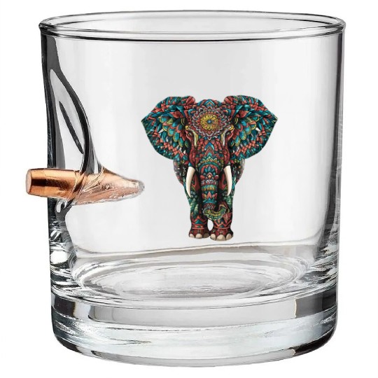 Elephant Mandala for a Art lover Elephant fan Bullet Whiskey Glasses