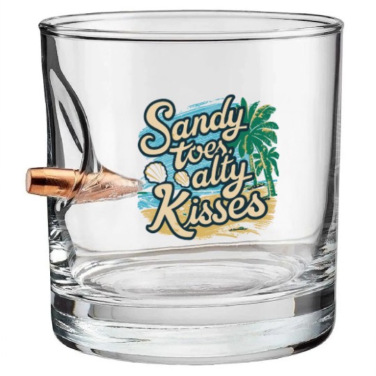 Summer Sandy Toes Salty Kisses Beach lover Bullet Whiskey Glasses