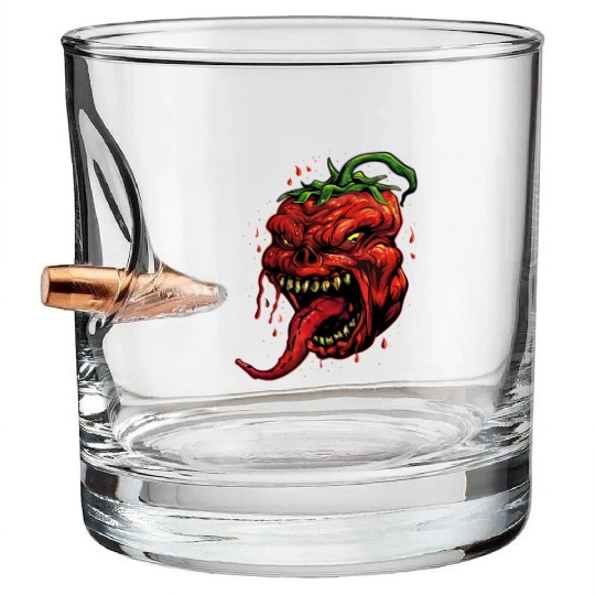 BBQ Hot Chili Carolina Reaper Hot Sauce Gift idea Bullet Whiskey Glasses