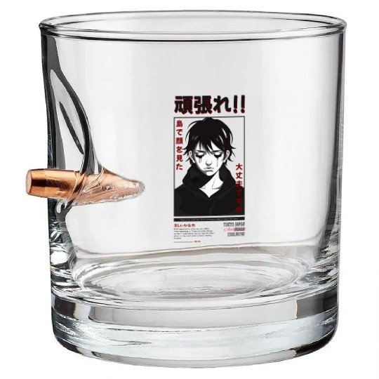 Anime Crying Face Streetwear Design Bullet Whiskey Glasses