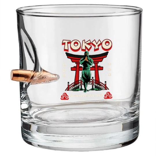 Tokyo Japan Culture Green Karate Ninja Martial Bullet Whiskey Glasses
