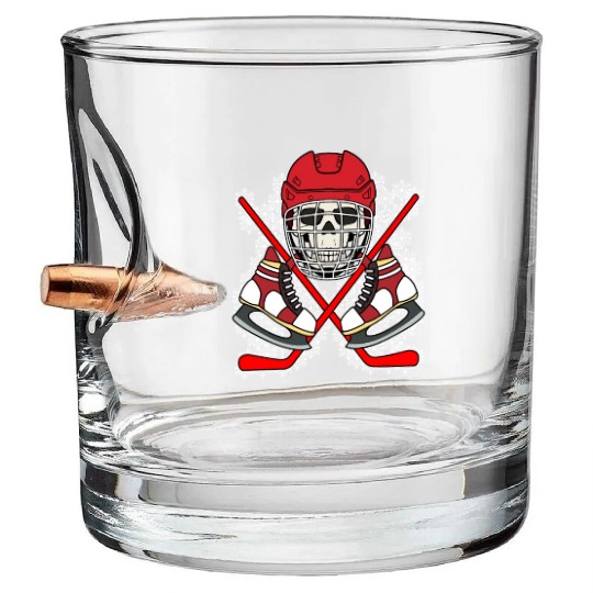 HOCKEY SKULL Bullet Whiskey Glasses