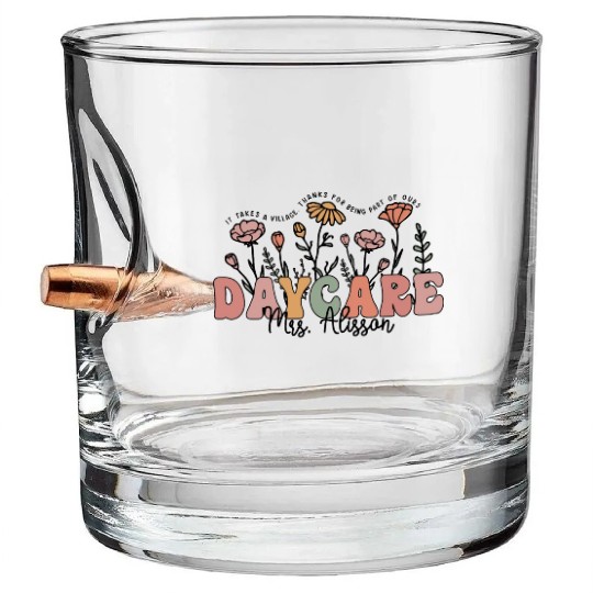 Wildflower Teacher Name Bullet Whiskey Glasses