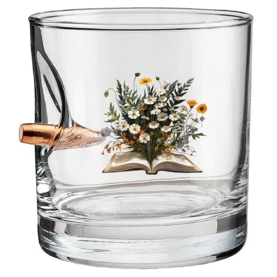 Book Lover Wildflowers Sleeve Bullet Whiskey Glasses