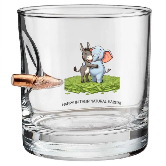 Funny Republican Party Elephant Democratic Donkey Bullet Whiskey Glasses