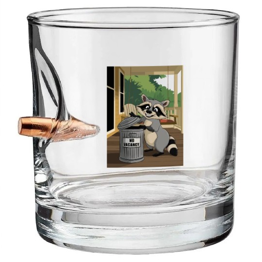 Racoon Trash Panda Metal Trash Can No Vacancy Bullet Whiskey Glasses