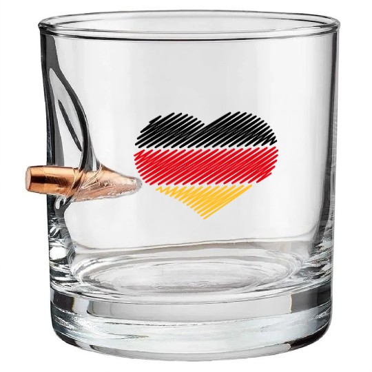 Heart - Black Red Gold (Germany / Flag / Scribble) Bullet Whiskey Glasses