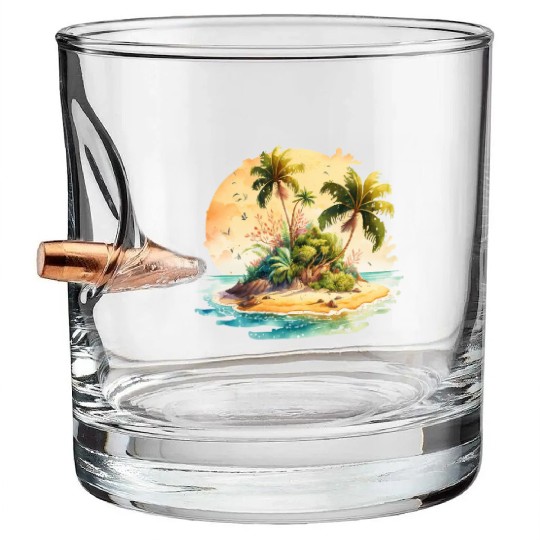 Tropical Watercolor Paradise, Summer Clipart Bullet Whiskey Glasses
