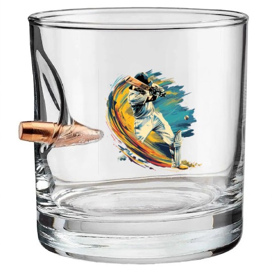Cricket Player Sport US Bullet Whiskey Glasses