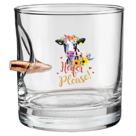Salty A Heifer Please Funny Farmer Cow Lovers Bullet Whiskey Glasses