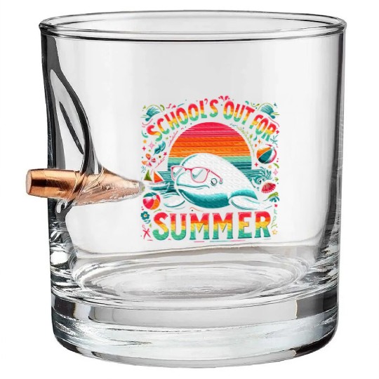 Schools Out For Summer Teacher Beluga Whale Bullet Whiskey Glasses