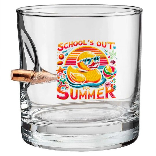 Schools Out For Summer Teacher Yellow Duck Bullet Whiskey Glasses