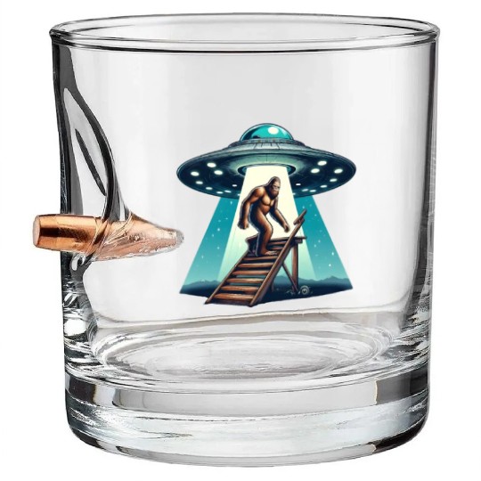 Bigfoot and the UFO Bullet Whiskey Glasses