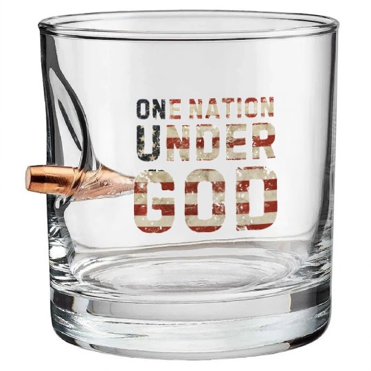US American Flag One Nation Under God 4th Of July Bullet Whiskey Glasses