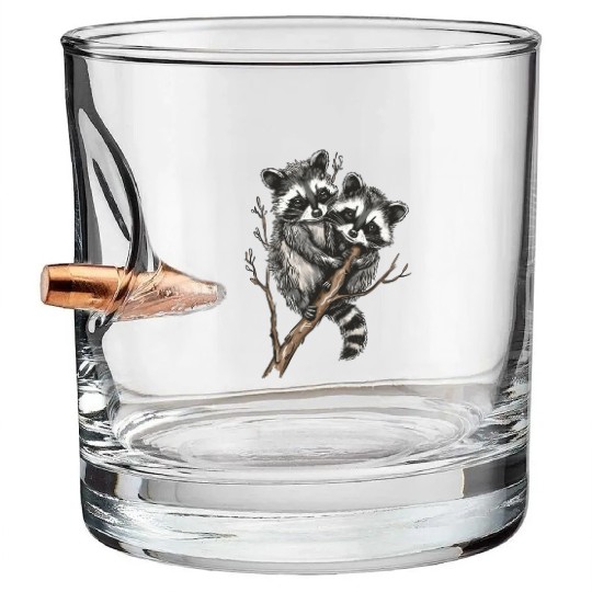 Opossum and raccoon Bullet Whiskey Glasses
