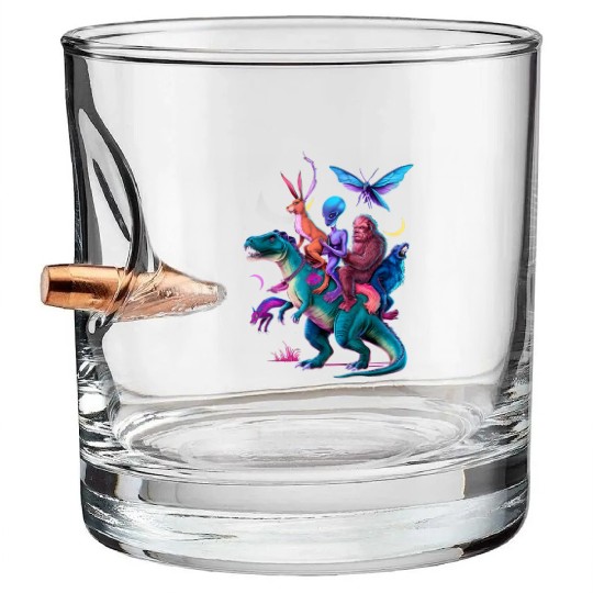 Cryptozoology Cryptid Bigfoot Jackalope Mothman Bullet Whiskey Glasses