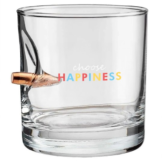 Vintage Retro Choose Happiness Bullet Whiskey Glasses