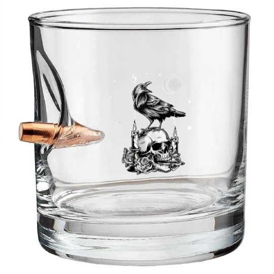 Black Raven Occult Aesthetic Gothic Bullet Whiskey Glasses
