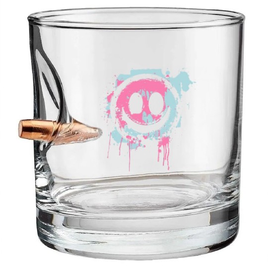 Graffiti Smiley Face - Urban Street Art Bullet Whiskey Glasses