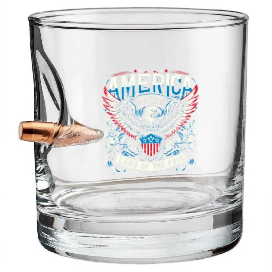 Independence Day Art 4 July American Eagle Free Bullet Whiskey Glasses