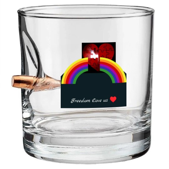 Freedom Love Us Pride Month Bullet Whiskey Glasses