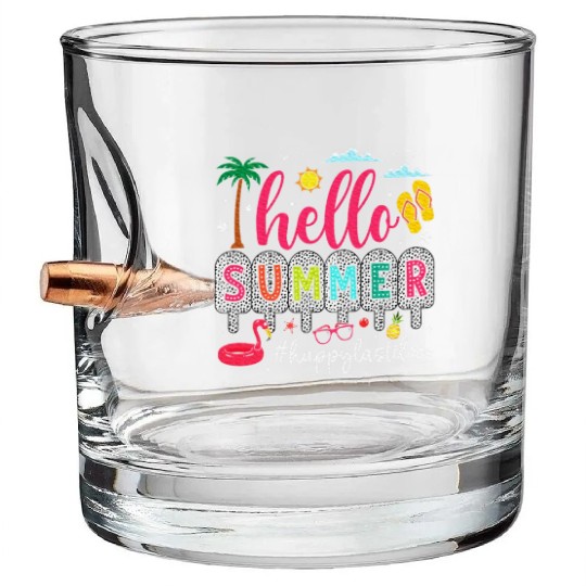 Happy Last Day of School Teacher Bullet Whiskey Glasses