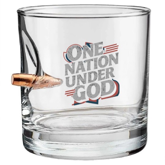 One Nation Under God Christian Pride Retro US Flag Bullet Whiskey Glasses