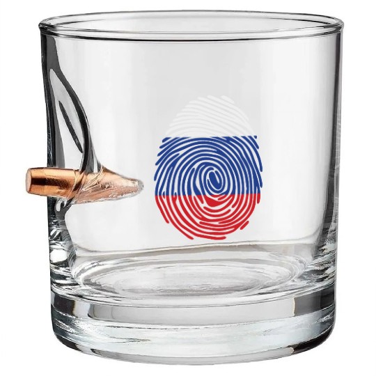 Russian fingerprint flag Bullet Whiskey Glasses