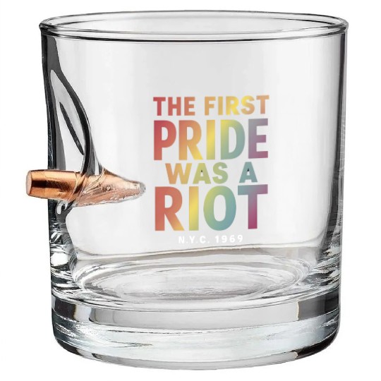 The First Pride Was A Riot LGBT Gay Ally Rainbow Bullet Whiskey Glasses
