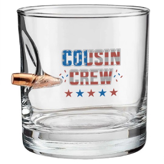 Cousin Crew Retro US Flag Funny 4th Of July Bullet Whiskey Glasses