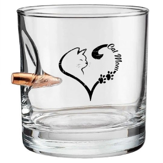 Cat Mom Mothers Day Kitten Lover Bullet Whiskey Glasses