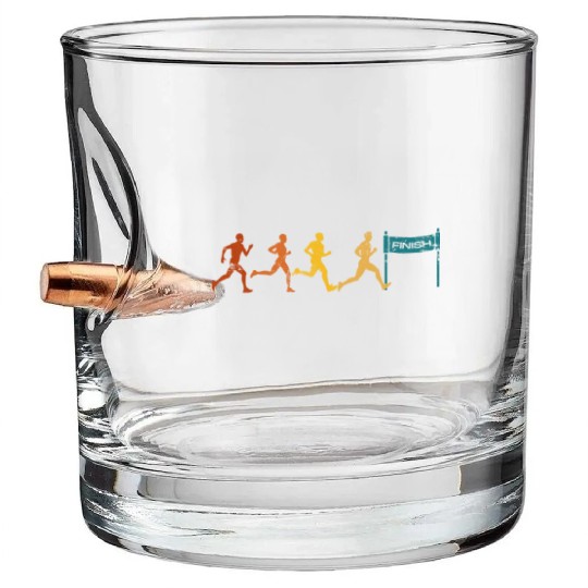 Running Retro Vintage Funny Marathon Bullet Whiskey Glasses