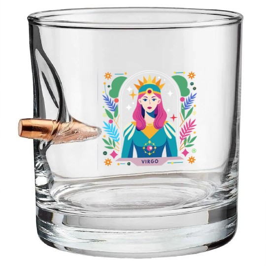 Floral Virgo Tarot Zodiac Graphic Bullet Whiskey Glasses
