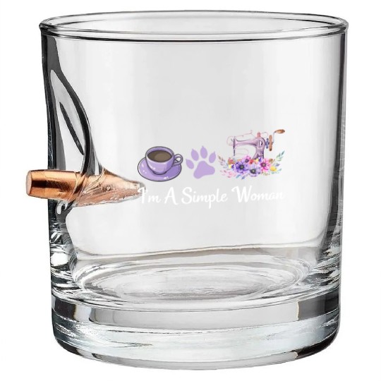 I'm A Simple Woman - Cat Lover Sewing Sewing Lover Bullet Whiskey Glasses