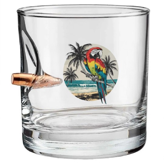 Macaw Parrot for a Bird Lover Animal Lover Bullet Whiskey Glasses