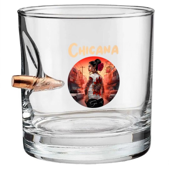 Chicana Lowrider Clothes Mexican American Bullet Whiskey Glasses