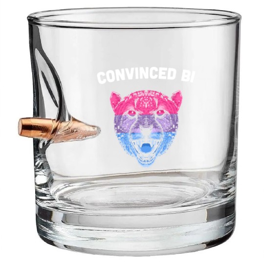 Convinced Bi Bisexual LGBTQ Bi Pride LGBT Pride Mo Bullet Whiskey Glasses