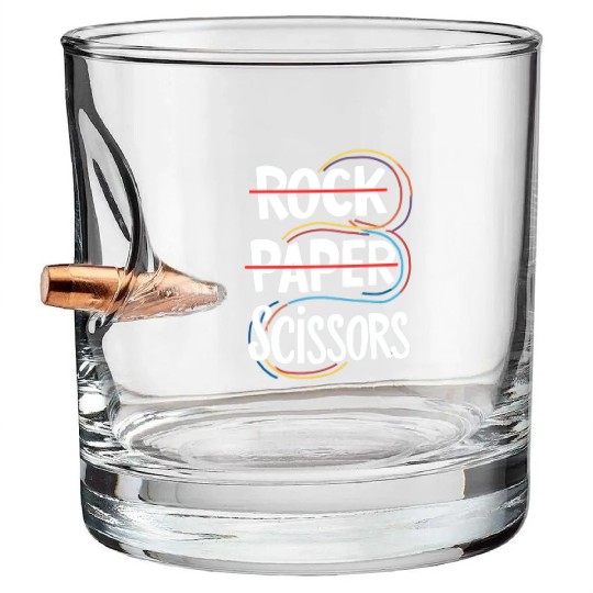 Rock Paper Scissors Lesbian Funny Gay Pride LGBT Bullet Whiskey Glasses