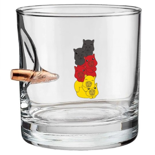 German Flag Capybara German Germany Bullet Whiskey Glasses