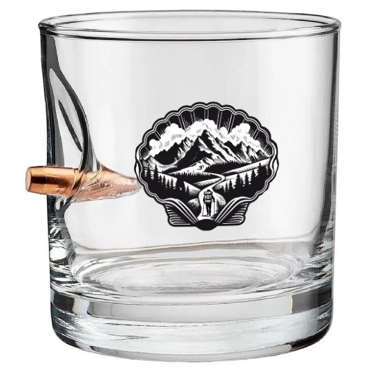Pilgrim motif for the Way of St. James Bullet Whiskey Glasses