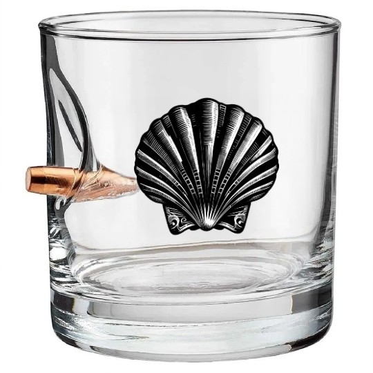Scallop shell, symbolic of the Way of St. James Bullet Whiskey Glasses